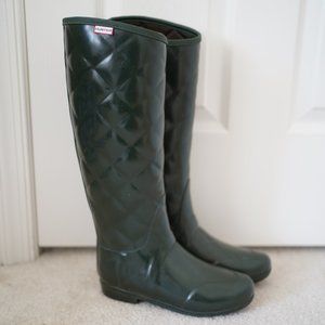 Hunter Rain Boots - Green, Quilted, Size 6